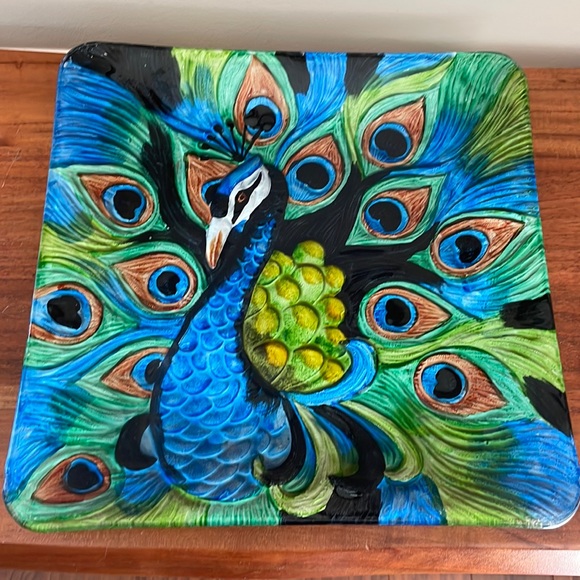 RARE Pier 1 One peacock plate painted 🦚 - Picture 1 of 12